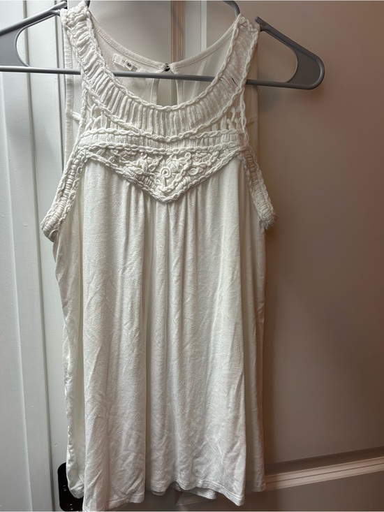 Maurices Tops - Maurices White Crochet Yoke Tank